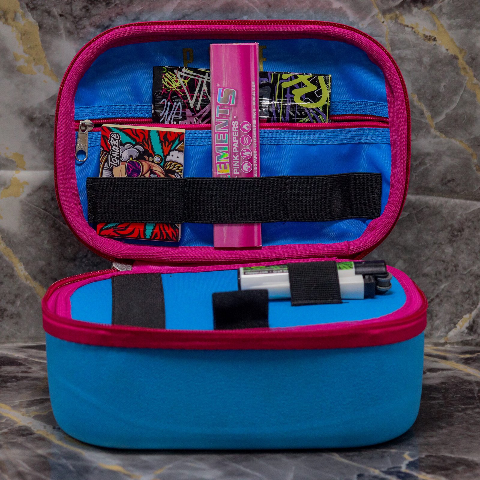 Kit Completo – Case Puff Expo Cannabis Brasil azul Claro Com Rosa Pink Classica